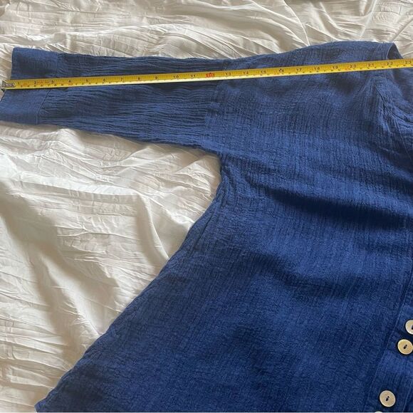 Soft Surroundings Women’s Blue Linen Blend V Neck Tunic Top w Buttons Size M - Picture 7 of 10
